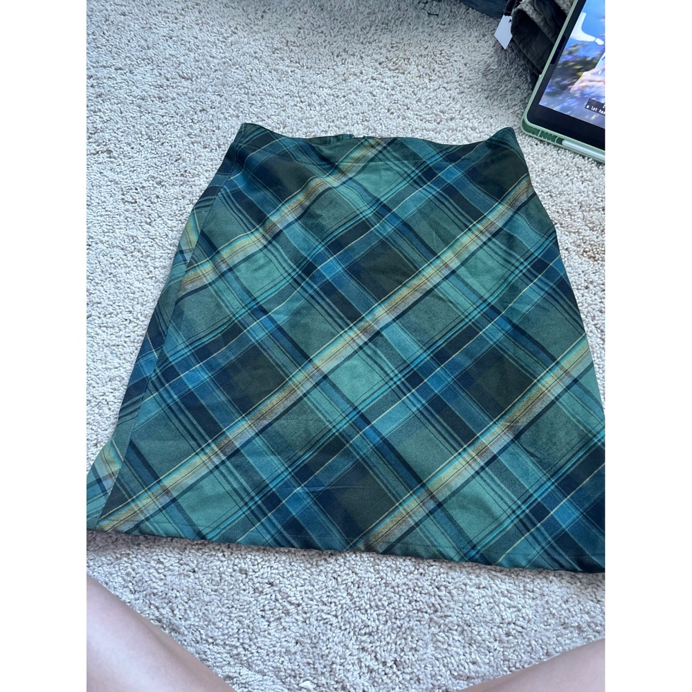 vintage Plaid Mini Skirt Green Tartan Dark Academia Preppy 90s Y2K Cherokee